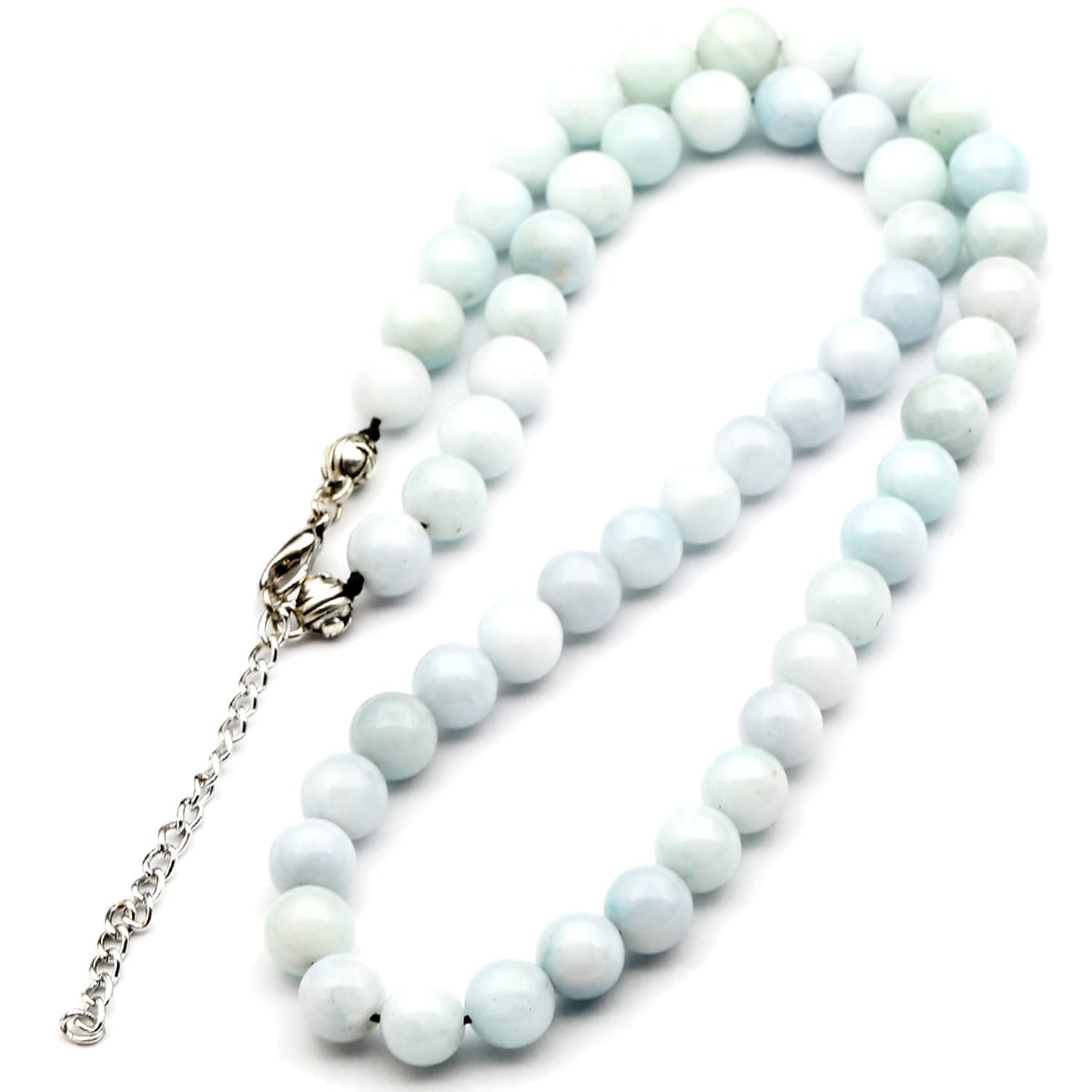 Natural Aquamarine Beaded Choker Necklace (Aquamarine / 40 Inches)