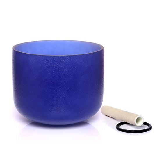 A note Third Eyes Chakra Indigo Colored Quartz Frosted crystal singing bowl 8 inch (8 inch / A Indigo)