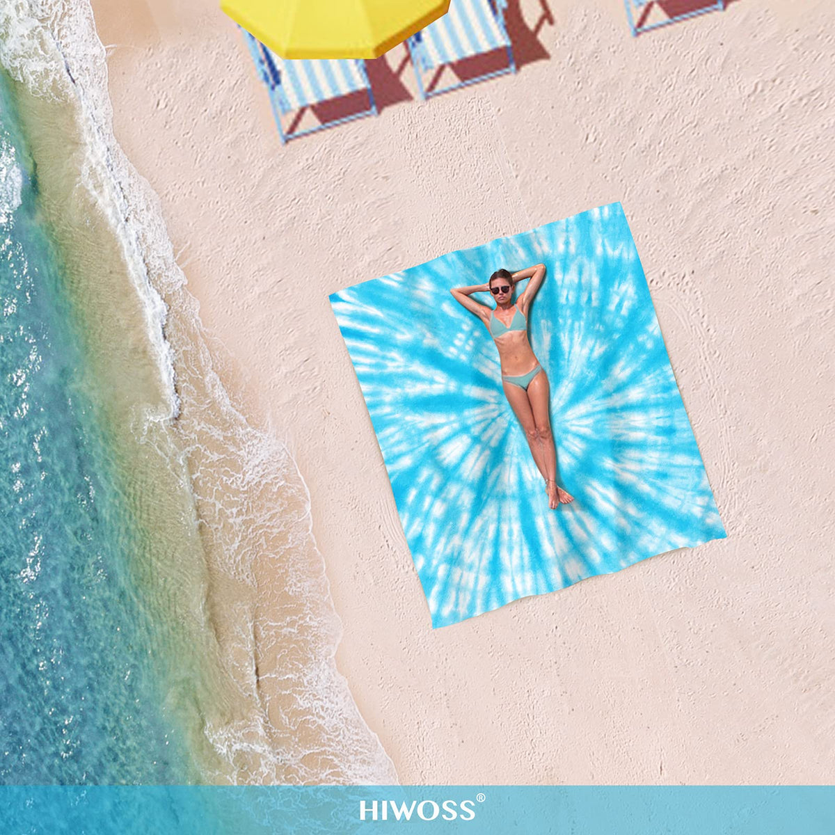 Beach Blanket Waterproof Sandproof Oversized 95”x 80” (Skyblue)