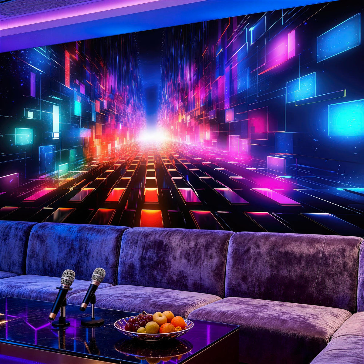Peel and Stick Wall Mural Wallpaper Night Club 137"×96" Decor K03 (K03 / 137" x 96")