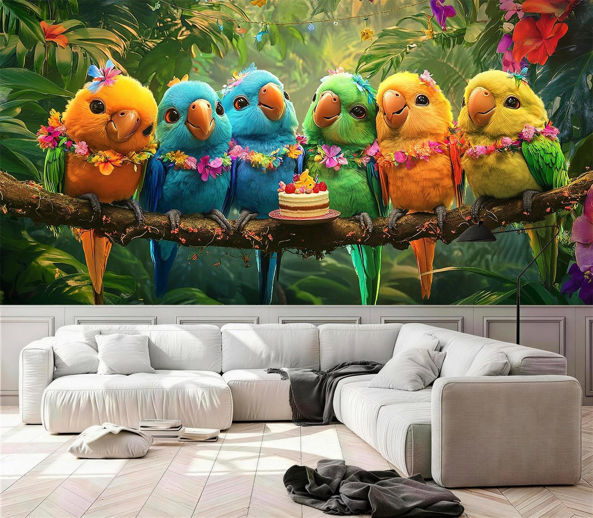 Peel Stick Wall Mural Wallpaper Parrots 157"x108" Decor A11 (A11 / 157" x 108")