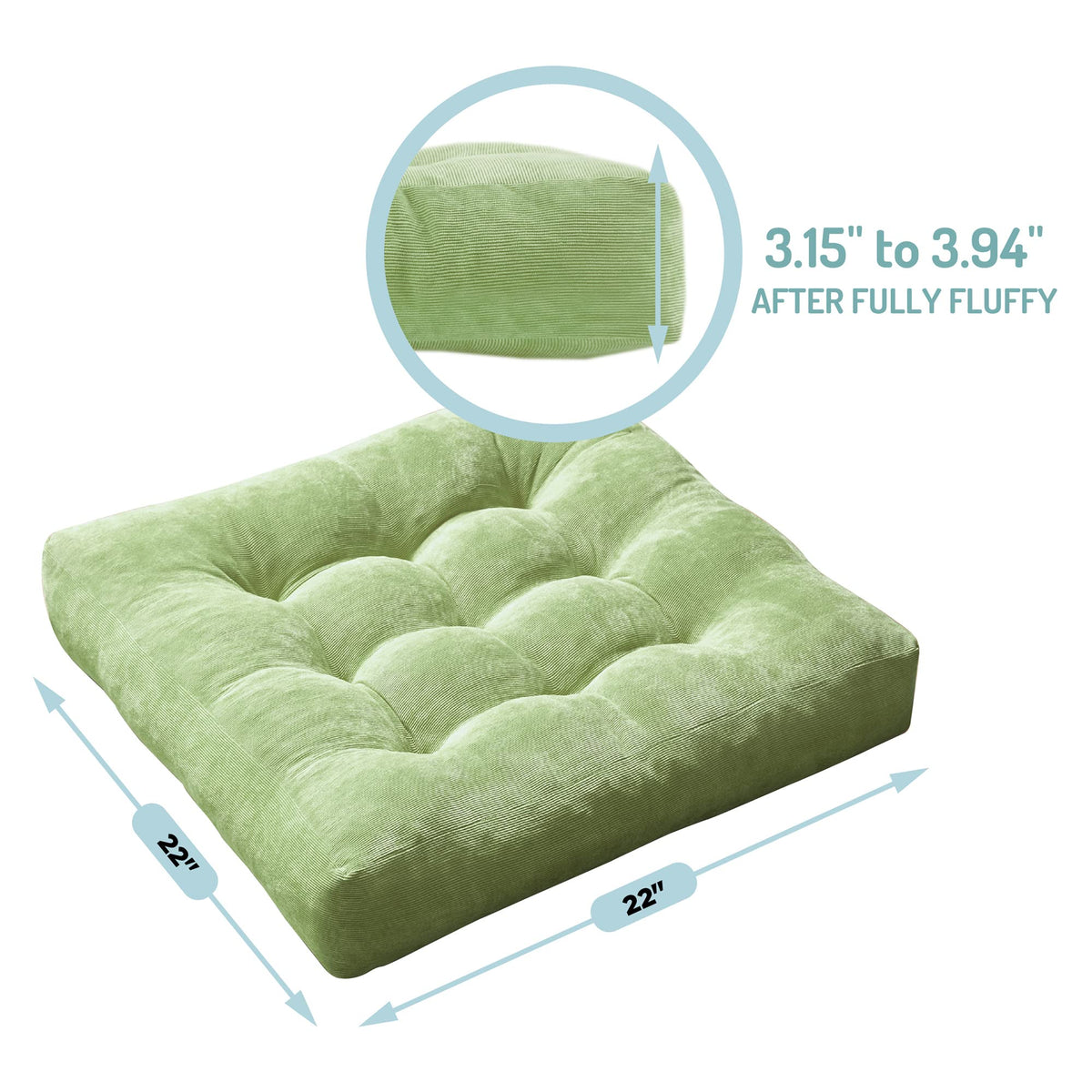 Floor Pillows Set of 6 (6 Pack / Square | Green | 6 Pack)