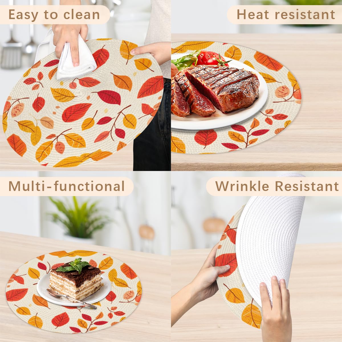 Autumn Placemats Round Placemats Set of 6 Festival Party (A 016 / 6 pieces)