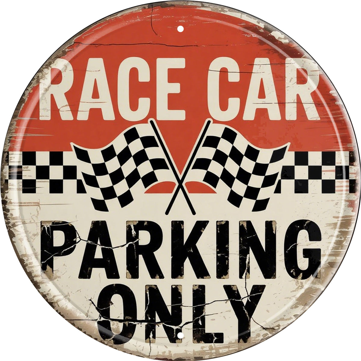 Race Car Parking Only Metal Sign 8x8in Cool Retro Plaque for Garage Man Cave Automotive Wall Art (Race Car Parking Only)