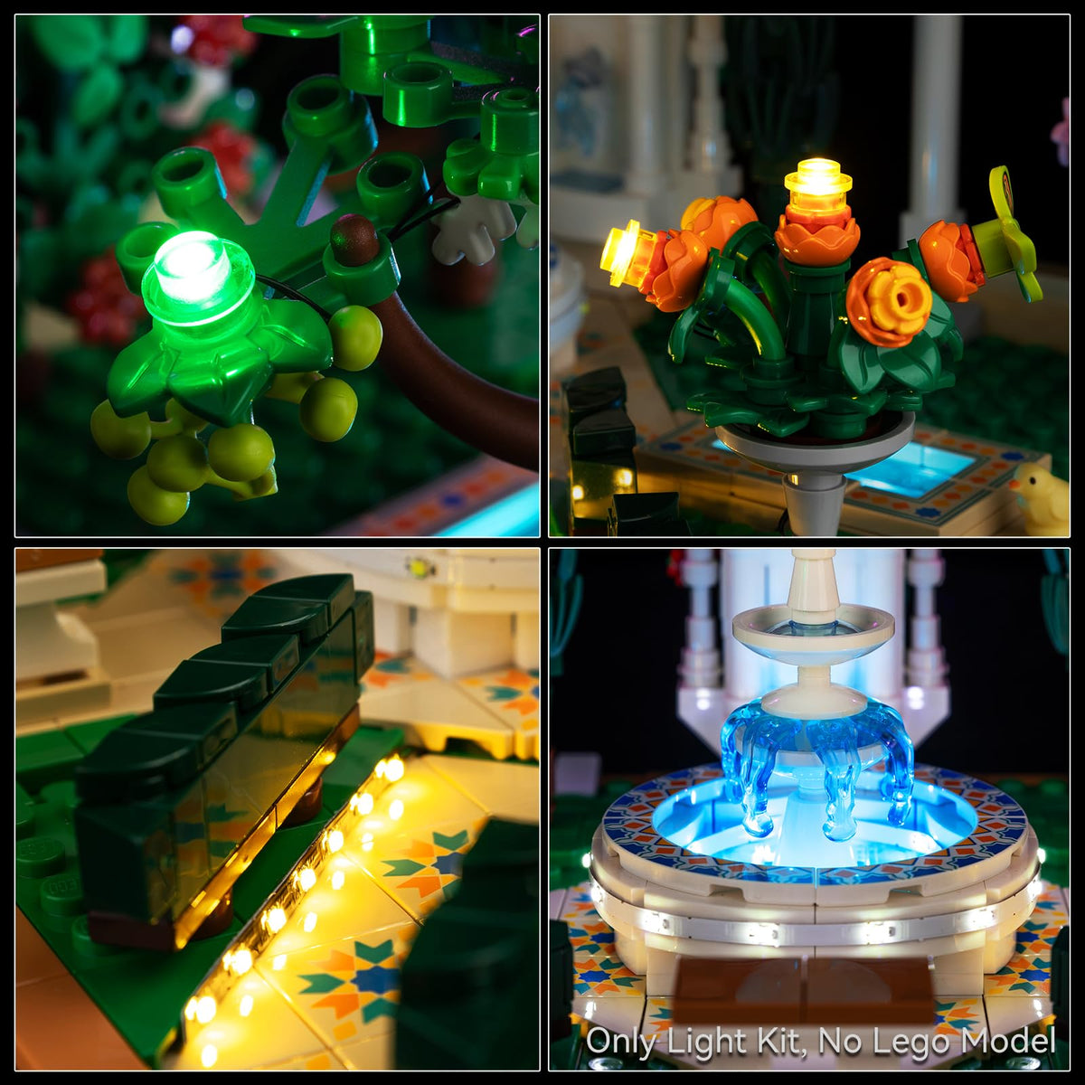 LED RC Light Kit Compatible with Lego Fountain Garden 10359 Building Set (10359)