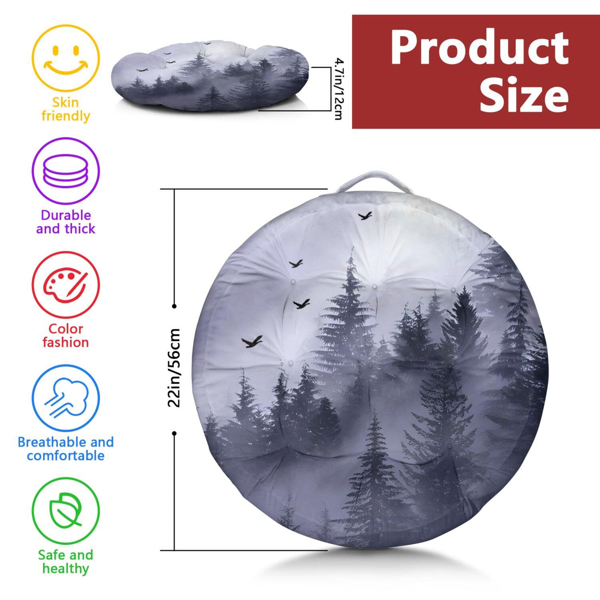 Meditation Cushion (Purple Forest / Round)