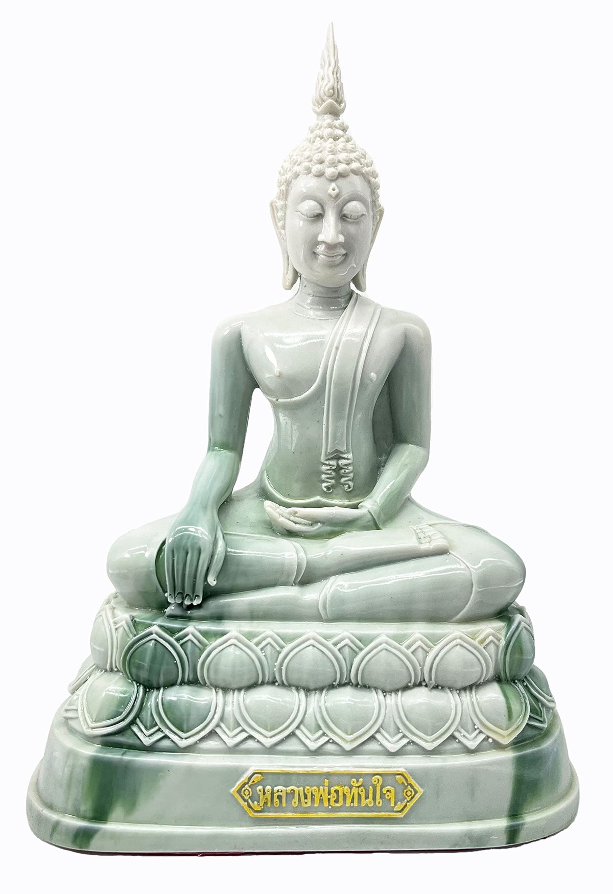 Buddha overcoming Temptations Posture 9" H. Tanjai Thai Buddha Statue for Home Decor Living Room Decor Small Gift Office Gift (White)