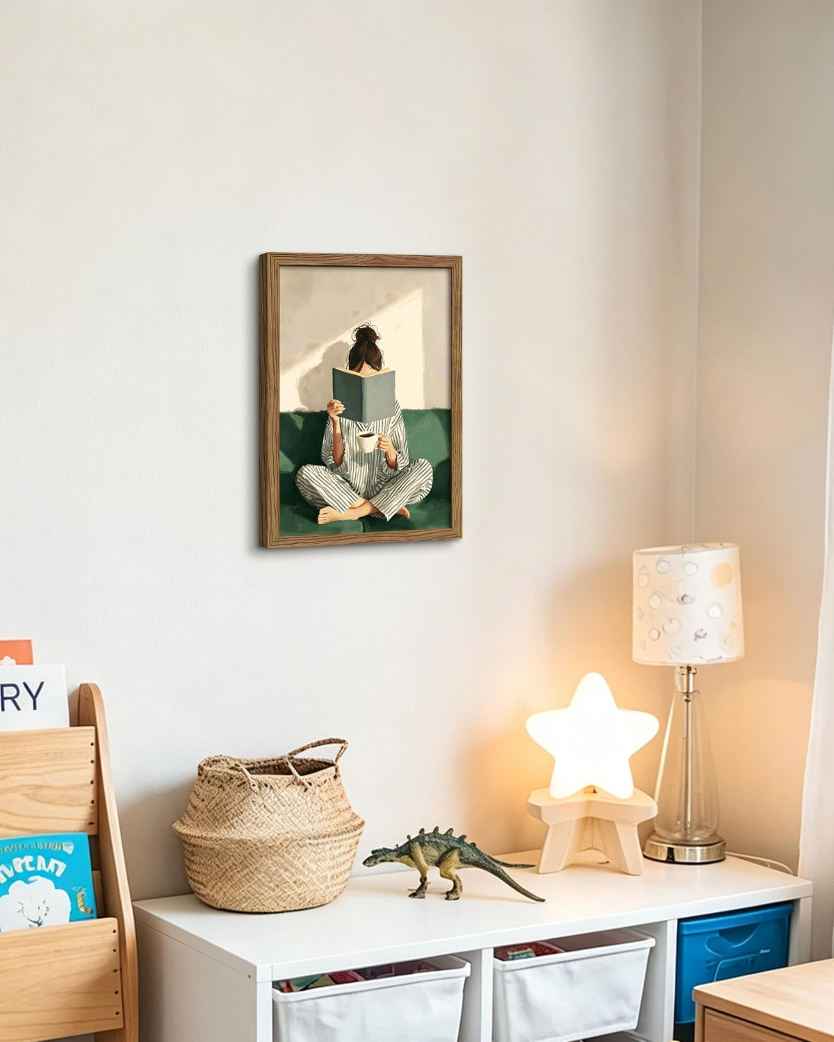 Reading Woman Canvas Wall Art (A-Girl Reading a Book / 16"L x 12"W)