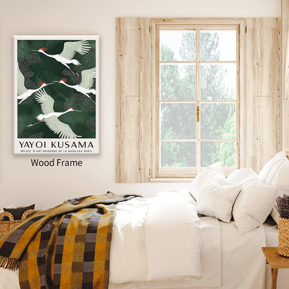 Framed Canvas Wall Art Japanese Flying Cranes Artwork 20x30in Vintage Bird Pictures Aesthetics Posters Minimalist Animal Prints Nordic Nature Zen Calm for Living Room Bedroom Office Decor (Wrapped Canvas / Japanese Art 007 / 30"L x 20"W)