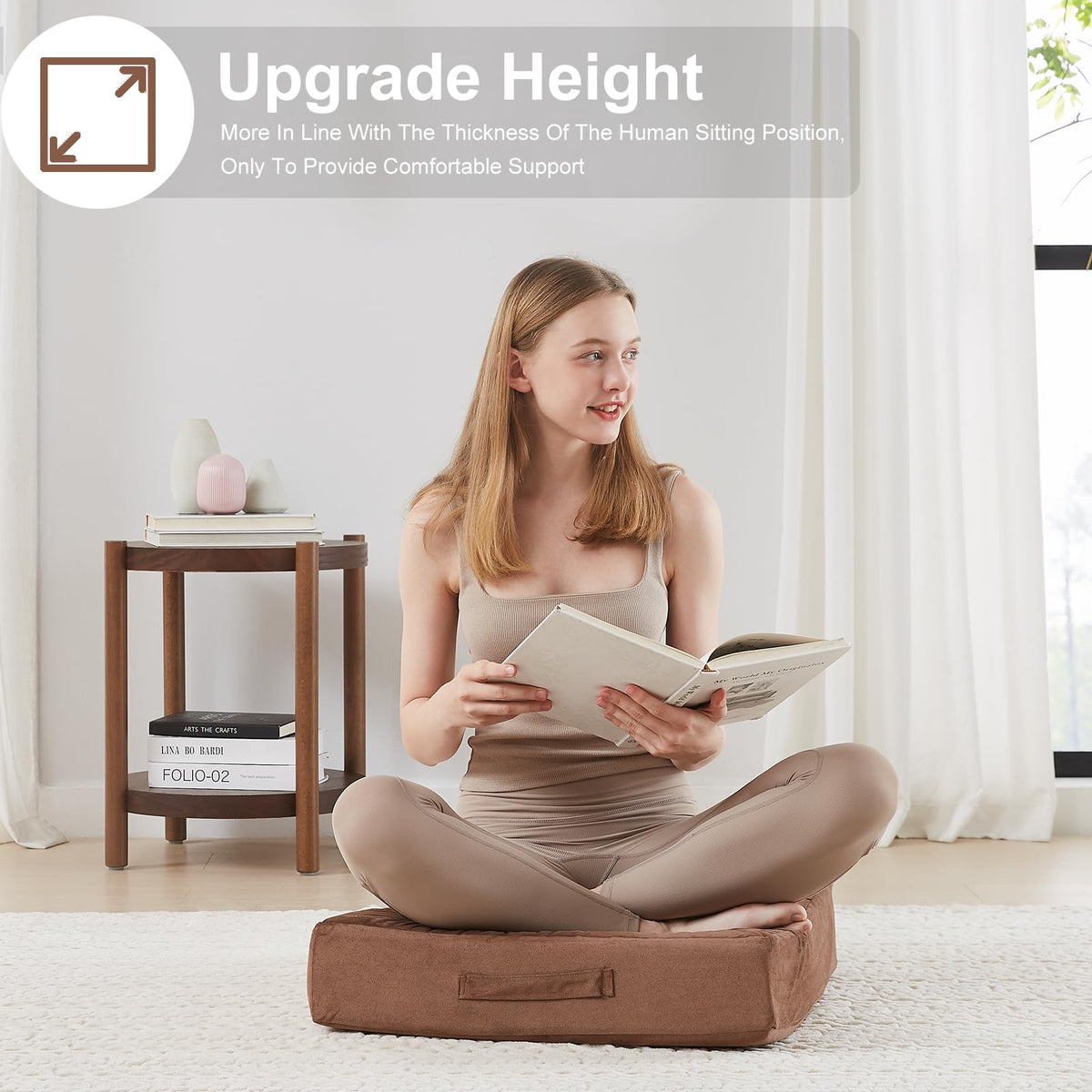 22 inches Floor Pillow for Adults (Coffee / 1 Count)