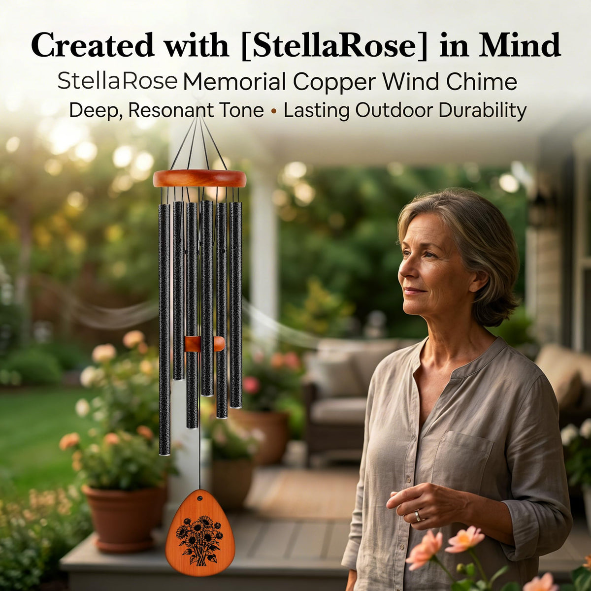 37" Matte Textured Aluminum Wind Chimes for Outdoor Patio & Garden (Black / 37")