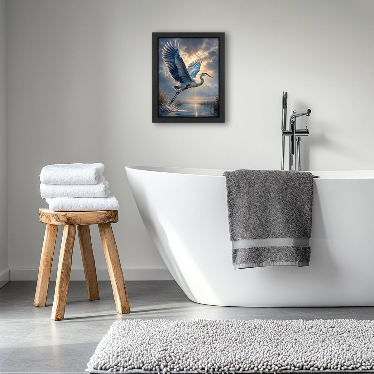 Heron Decor Wall Art (Wall Art Framed 11 / 10"L x 8"W)