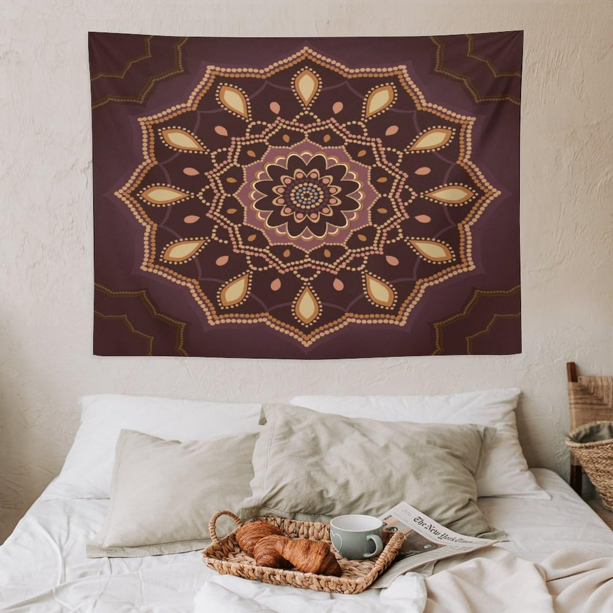 Ornamental Mandala Tapestry Wall Hanging Indian Hippie Bohemian Art Floral Texture Pattern Tapestries Home Decor for Living Room Bedroom Apartment Farmhouse Dorm 30"x40" (30"L x 40"W / Mandala-11)