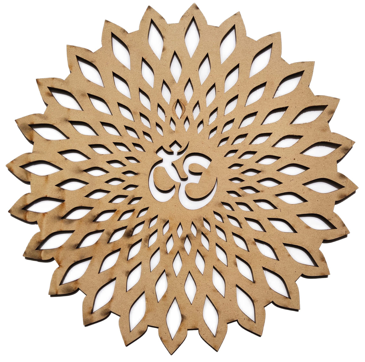 Golden Om Round Decorative Wall Art Mdf Wooden Om Chakra For Temple (Marking OM-Gold / 12"L x 12"W)