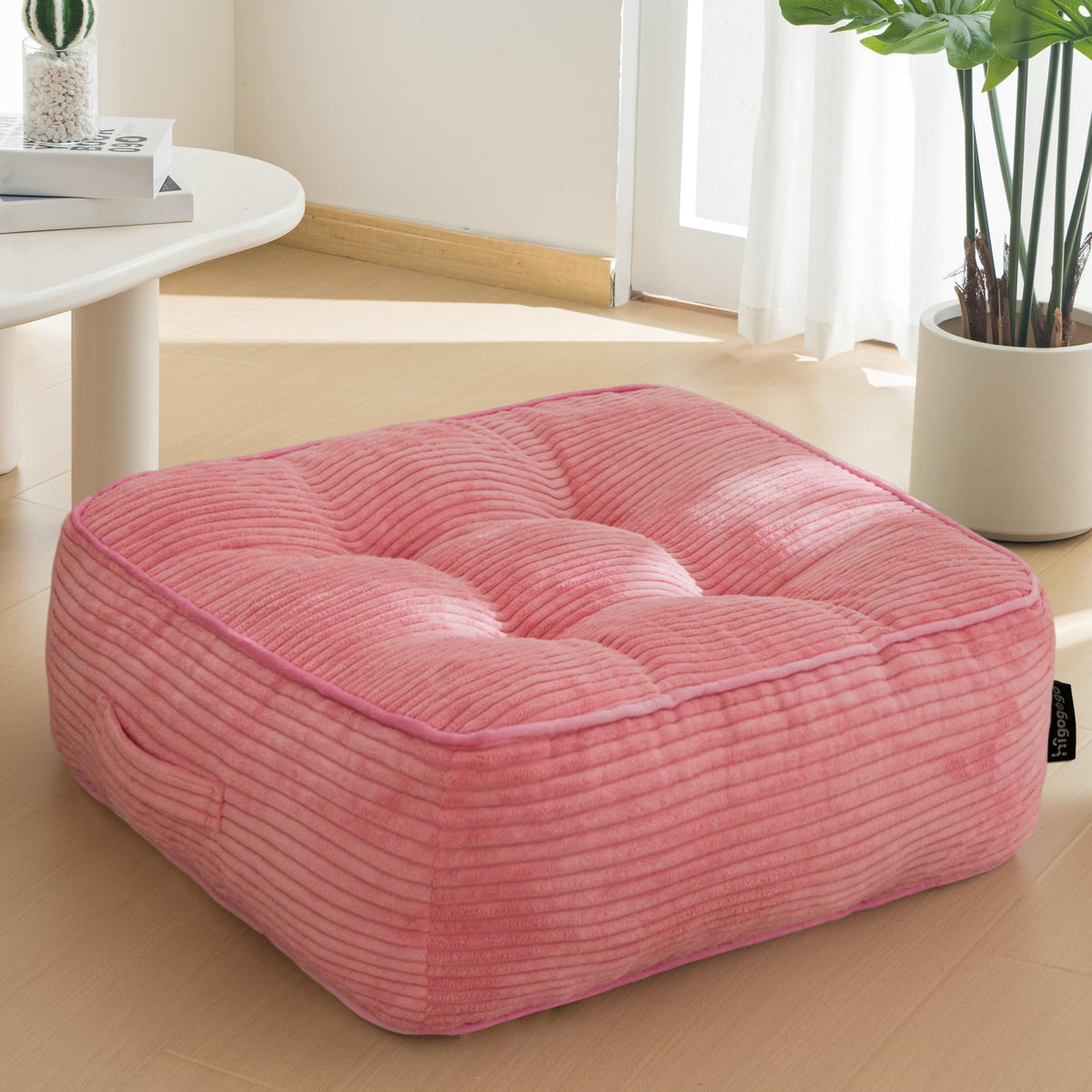 8" Extra Thick Floor Pillow Cushion for Adults (Square Pink / 8" Thick(Pack of 1))