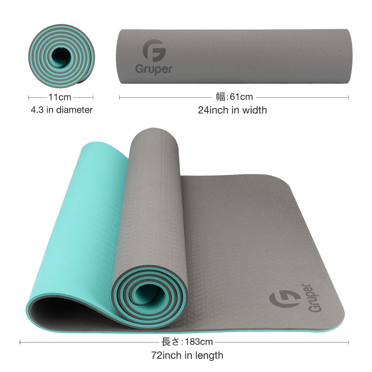 Yoga Mat Non Slip (Carbon Gray / 0.31*24*72 Inches)