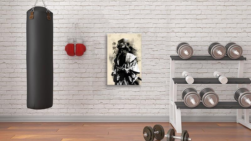 Samurai Ronin Canvas Wall Art Canvas Painting for Home Office Modern Japanese Culture Artwork Poster Framed Wall Decor For Bedroom Living Room 8"X12" (12"L x 8"W / Frame-9)