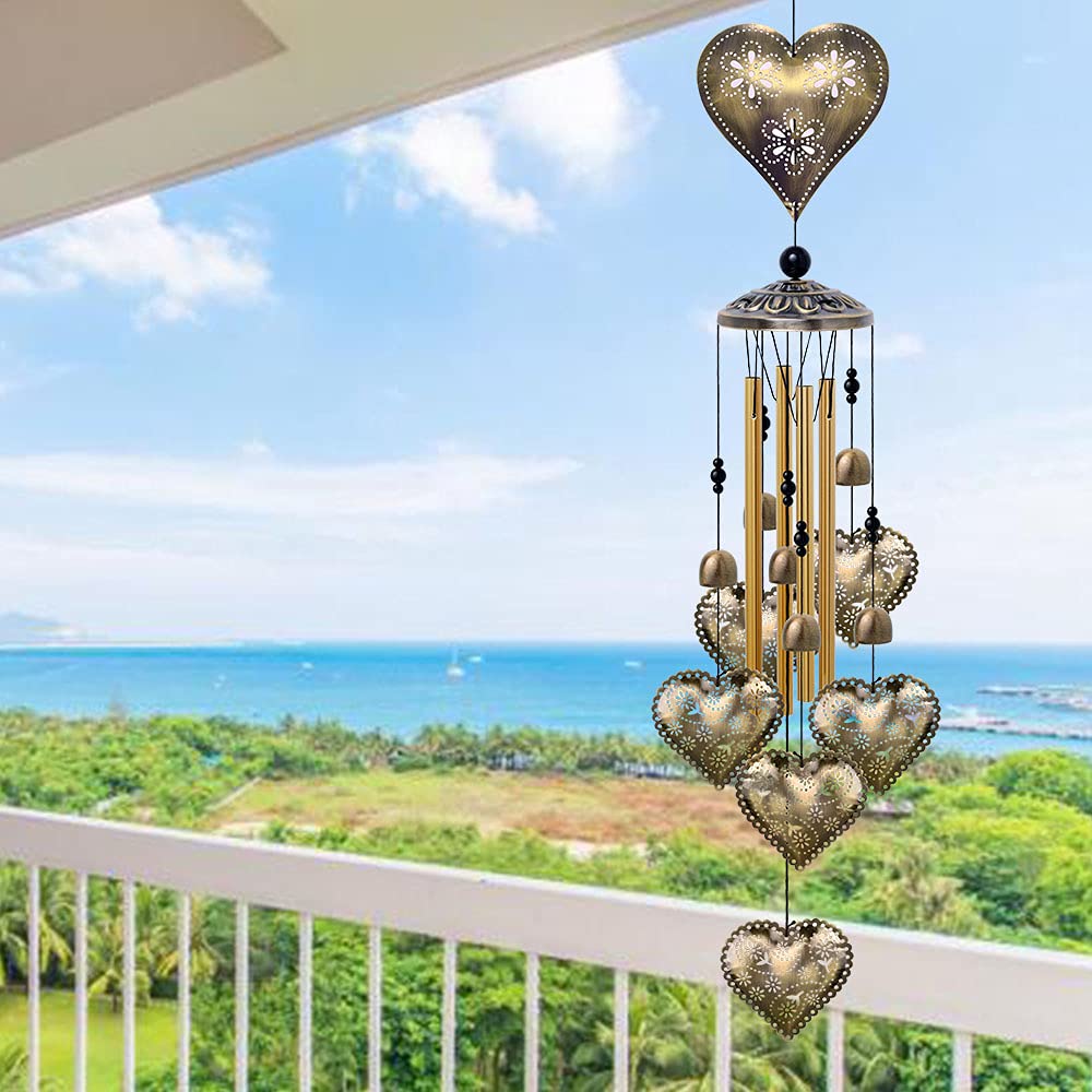 Garden Loving Heart Wind Chimes Outdoor Indoor Decor
