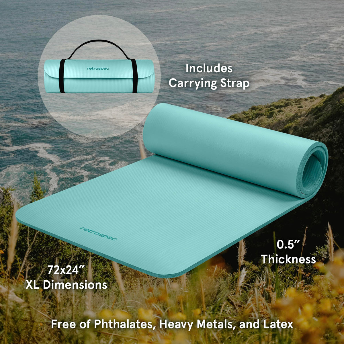 Solana 1 2" Thick Yoga Mat Non Slip Exercise Mat w (Blue Ridge / 1/2 inch)