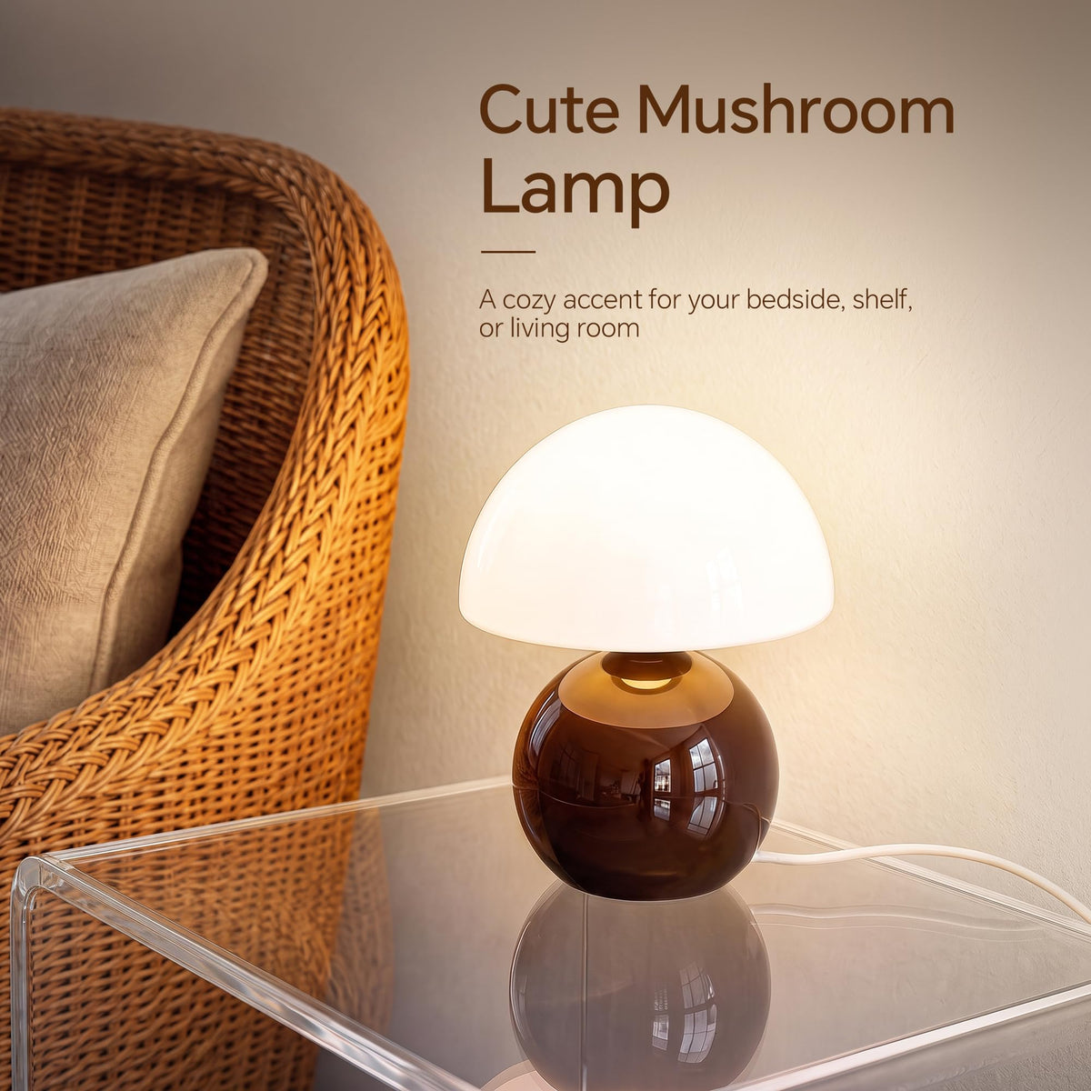 Mushroom Lamp Table Lamp for Bedroom (Coffee)