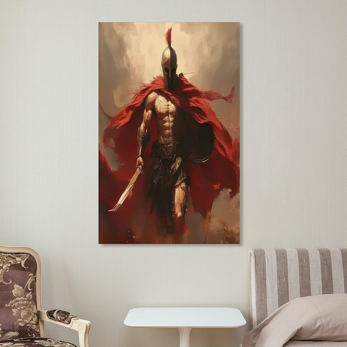 Spartan Warrior Motivational Battle Scene Poster Canvas Printing Wall Art Prints Wall Decor Posters Red Cape Ancient Greek Hero Dark Dramatic Living Room Bedroom Office Decor 12x18inch (style-12 / 18"L x 12"W)