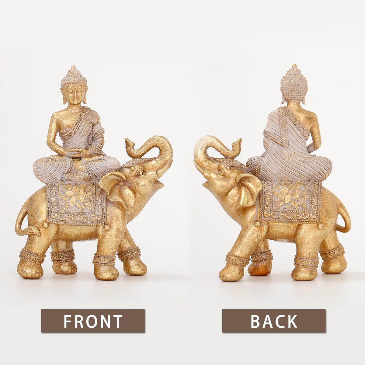 Buddha Statue for Home Decor Gold 9.25" (Elephant Buddha Statues / 6.69"*3.35"*9.25")