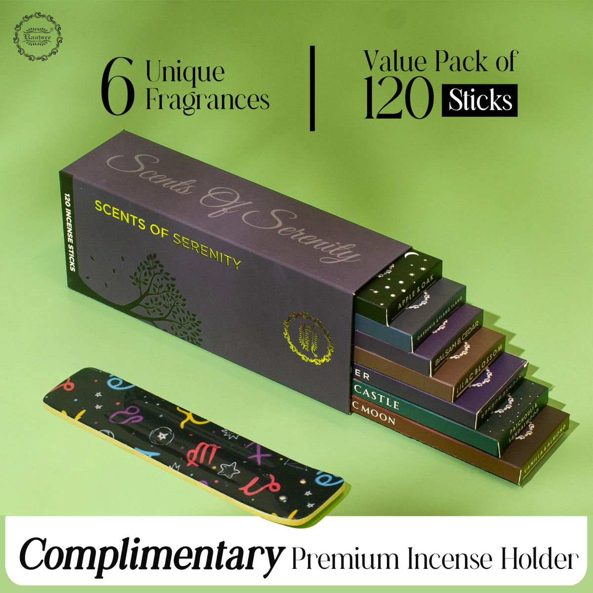 Natural Incense Sticks with Inscent Holder (Scent of Serenity)