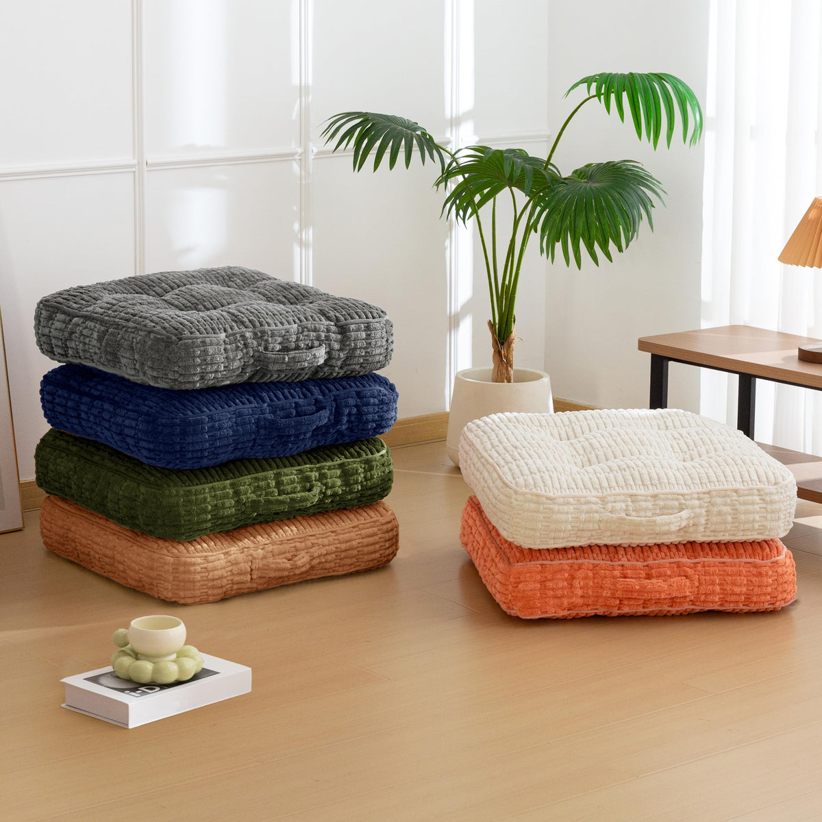 Floor Pillow Cushion for Adults (Square Coral / 4" Thick(Pack of 2))