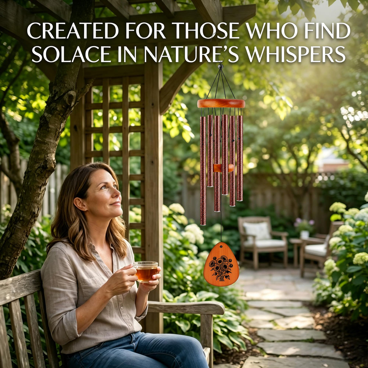 32" Matte Textured Aluminum Wind Chimes for Outdoor Patio & Garden (Brown / 32")