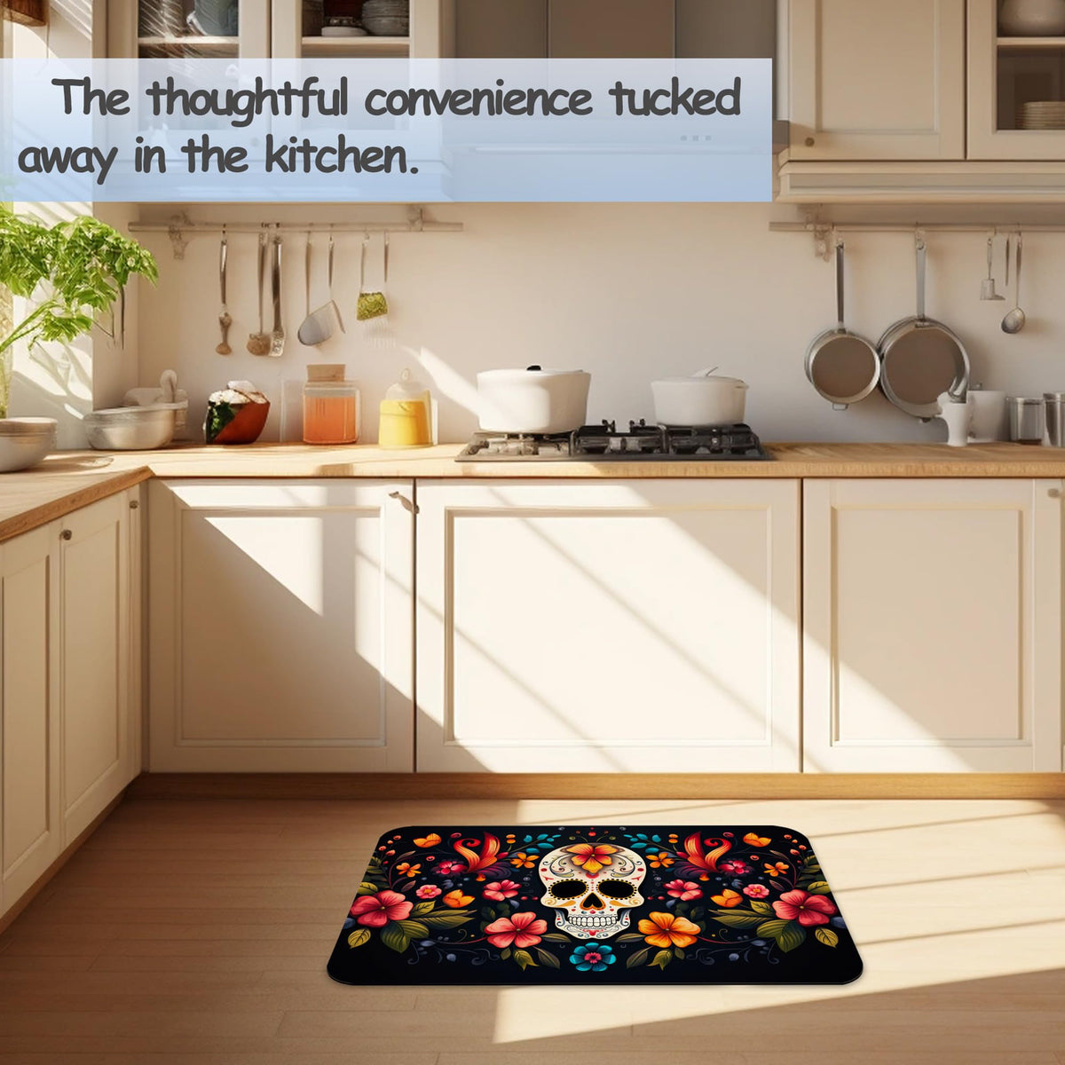 Skull Flowers Bathroom Mat (Skull Flowers)
