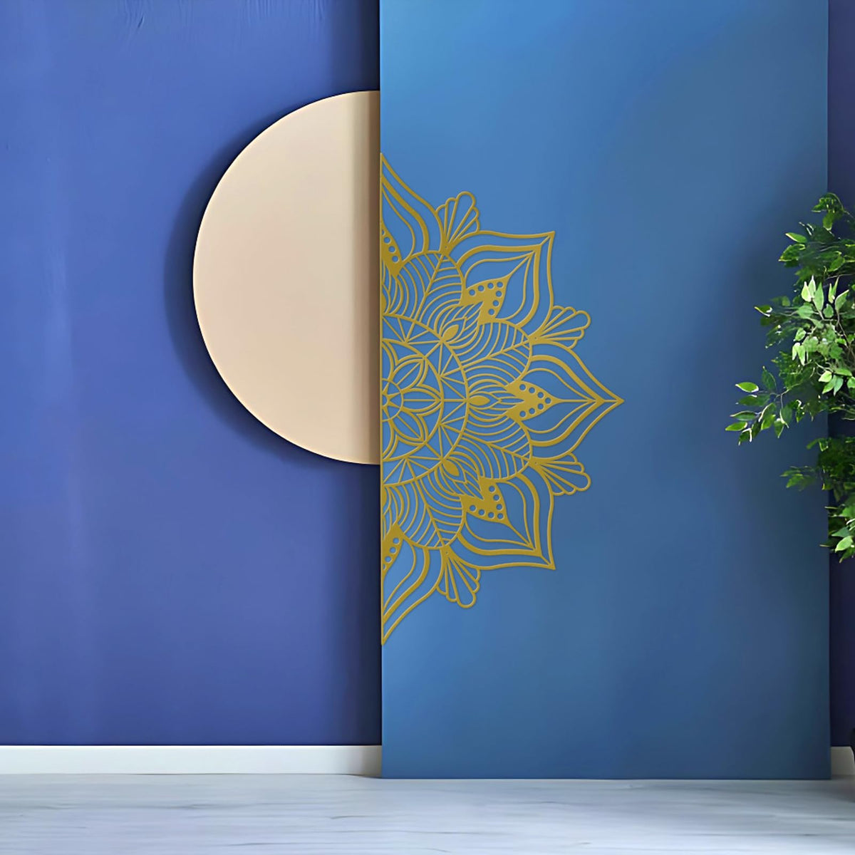 Gold Half Mandala Lotus Large Metal Wall Decor (59" x 29.5" / Gold)