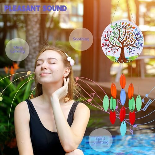 Tree of Life Glass Wind Chimes for Outside
