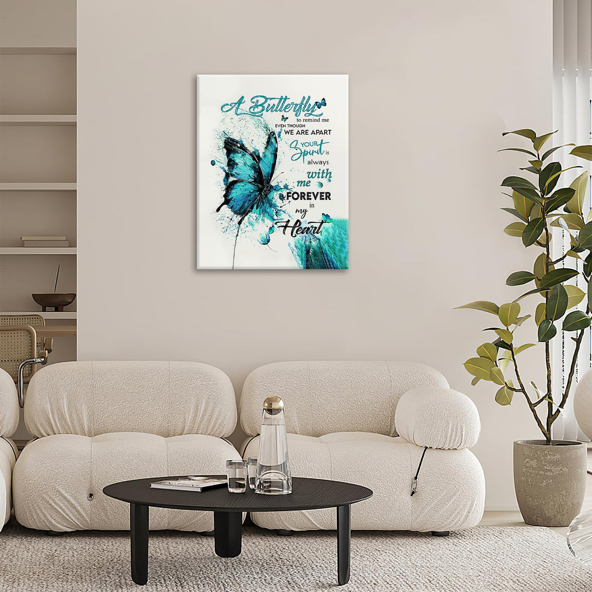 Teal Butterfly Canvas Wall Art Inspirational Quotes Pictures Wall Decor Watercolor Butterfly Prints Painting Framed Artwork Decoration For Bathroom Bedroom Living Room Office 20"x24" (24"L x 20"W / Watercolor Butterfly-T)