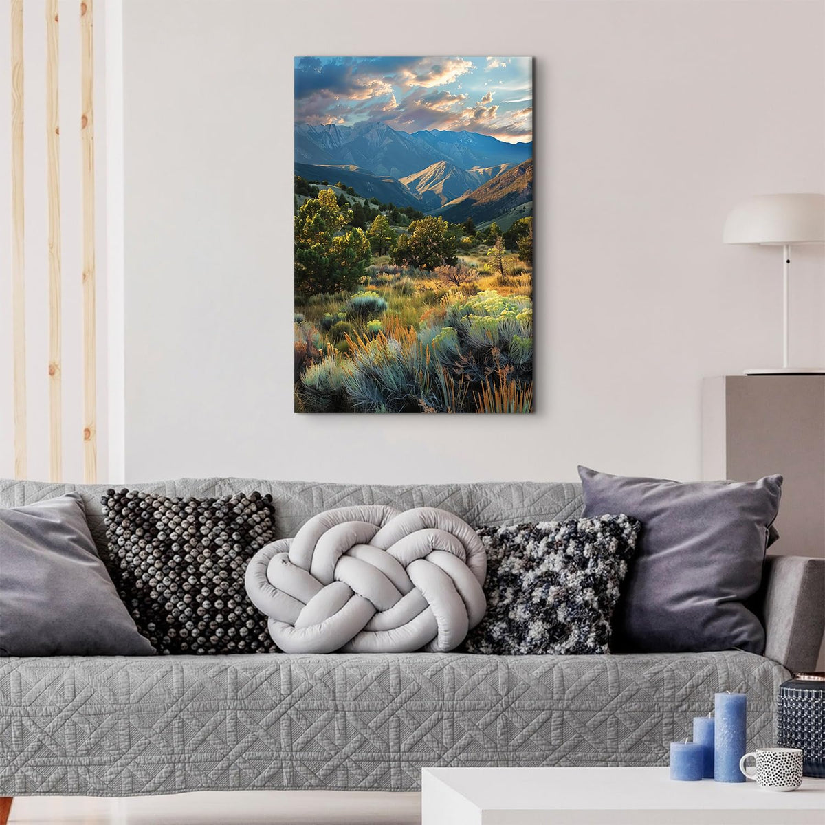Mountain Landscape Wall Art Sunset Mountains Pictures Bathroom Decor Nature Botanical Trees Landscape Canvas Pictures National Park Forest Photo Prints for Bedroom Living Room Home Decoration 16x24" (24"L x 16"W / National Park)