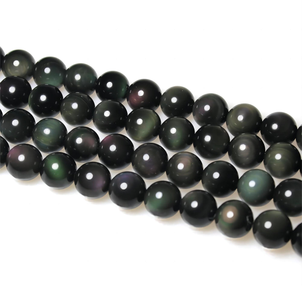 Rare Collection Natural Stone Beads Rainbow Obsidian Round Loose Beads for Jewelry Making DIY Bracelet Necklace (Rainbow Obsidian / 12mm)