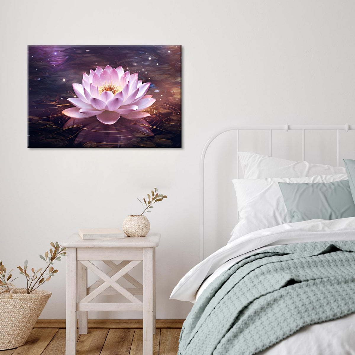 Lotus Wall Art Gallery Wrap Modern Home Flower Art Beautiful Lotu Flower on the Water Print Picture Artwork For Office Yoga Meditation Room Decor (Lotus 08 / 18"L x 12"W)