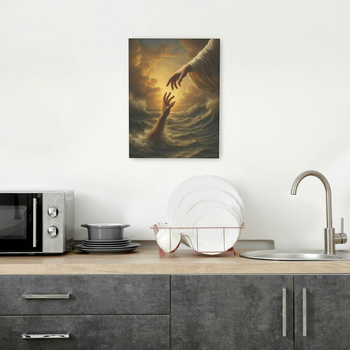 Jesus Wall Art Christian The Hand of God Wall Decor Religious Bible Canvas Paintings Pictures Christ Prints Artwork Framed Decorations For Church Prayer Room Bedroom Living Room Gifts 12" x 16" (Jesus / 16"L x 12"W)