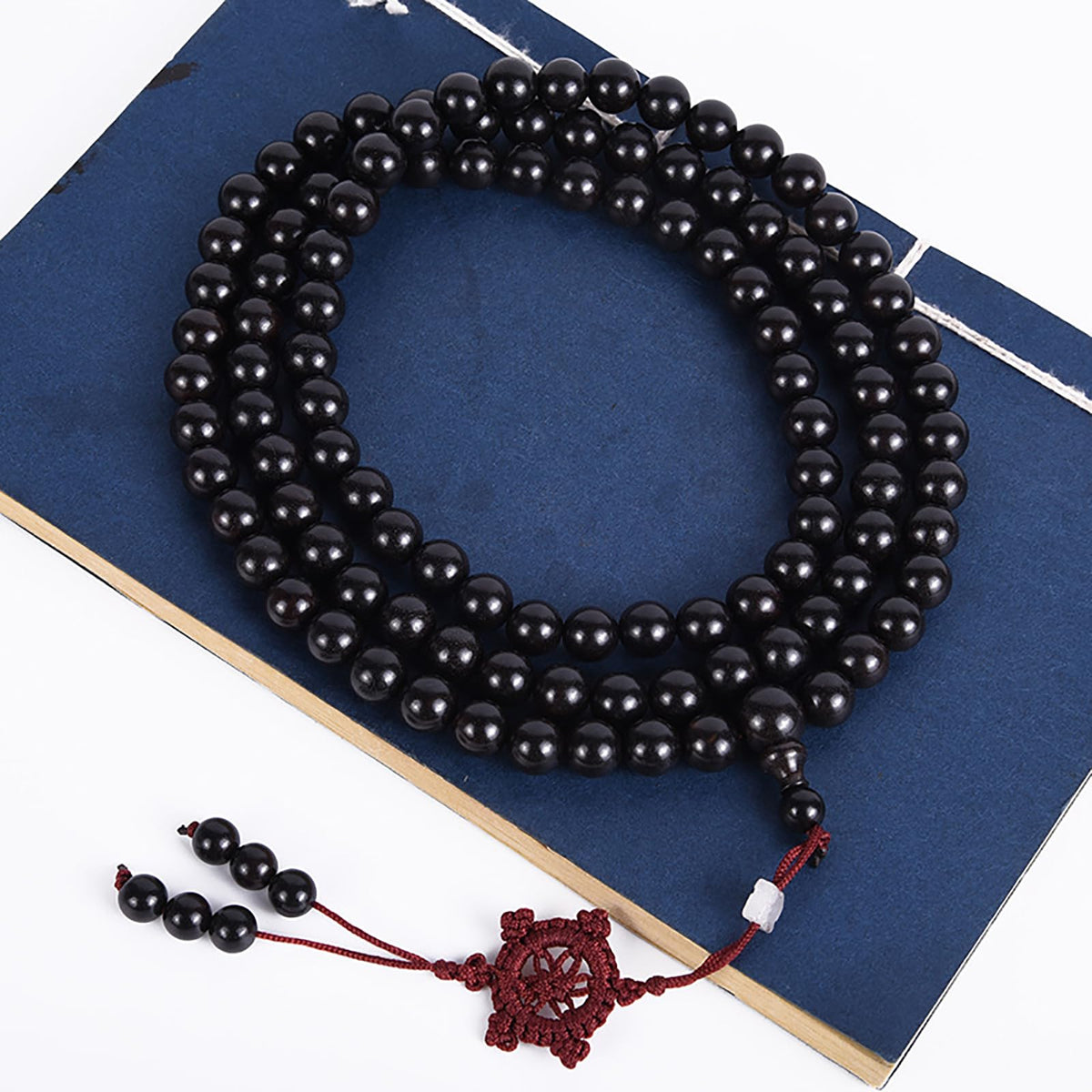 10mm Natural Black Sandalwood 108 Mala Bracelet for Men (10mm Black Sandalwood - 41 inches)