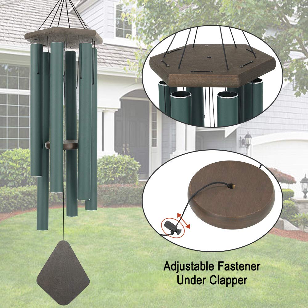 Memorial Wind Chimes 44 inch Green Deep Tone Sympathy Gift Patio Porch Home (44"GR)