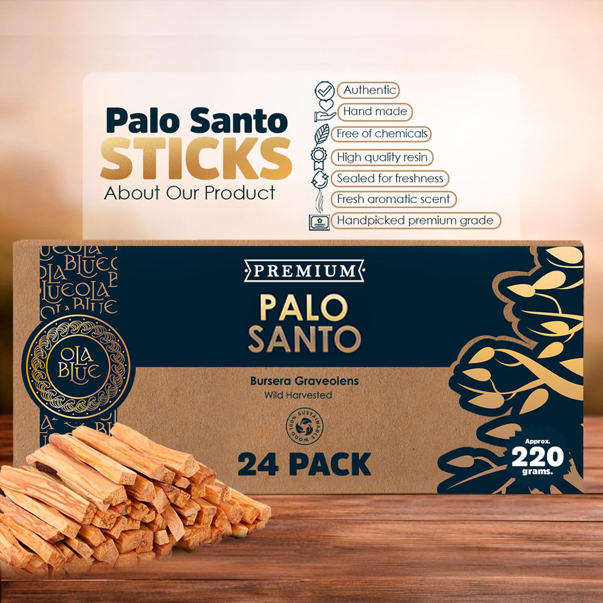 Palo Santo Smudging Sticks (24 Pack)