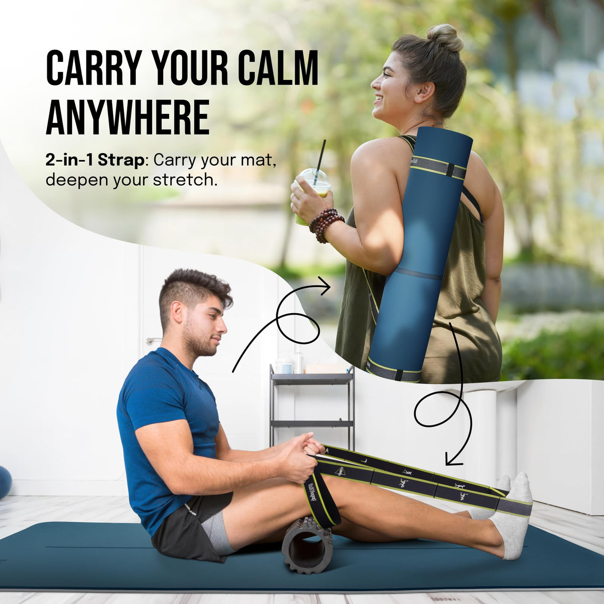 Extra Wide Yoga Mat for Men Women (Midnight Blue / Extra Cushion (1/2 Inch Thick))