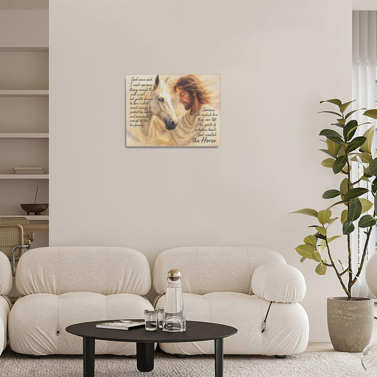Horse Wall Art Christian Jesus Canvas Wall Decor Scripture Pictures Christ Paintings Prints Religious Bible verse Artwork Framed Decorations For Church Prayer Room Bathroom Bedroom Living Room Gifts 16" x 12" (Jesus And Horse / 16"L x 12"W)