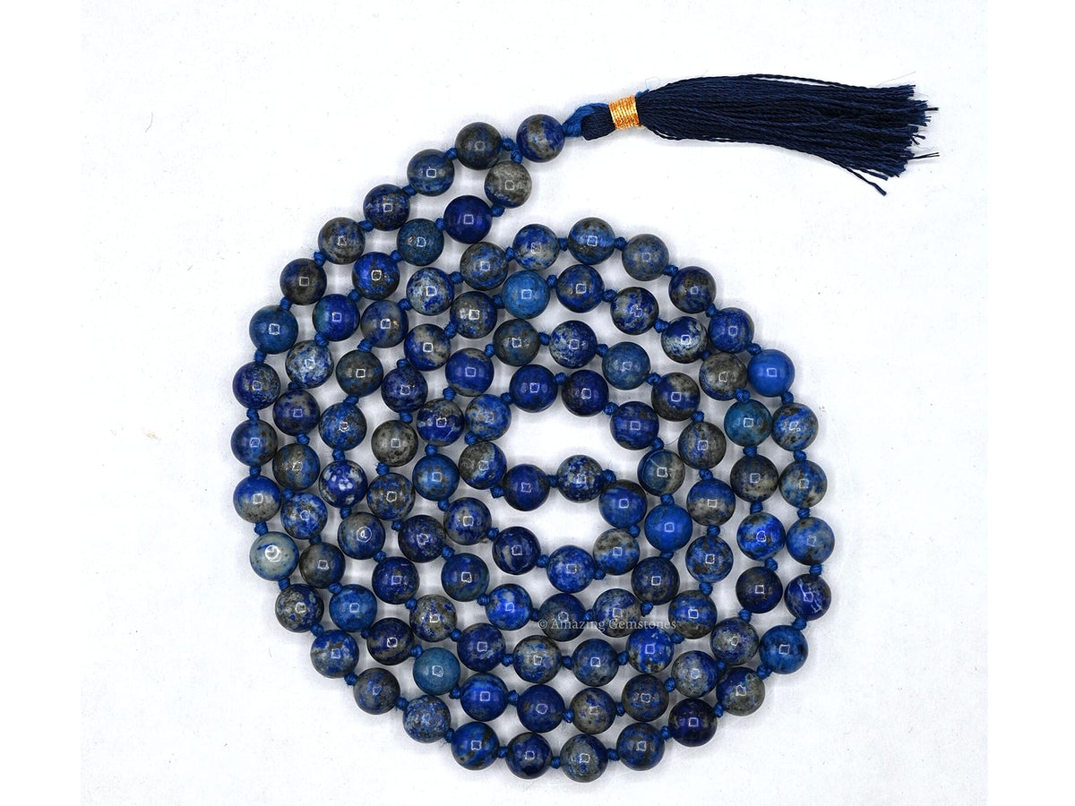 Lapis Lazuli Buddhist Prayer Beads Japa Mala with 108 Meditation Beads (Hand Knotted / Lapis Lazuli)