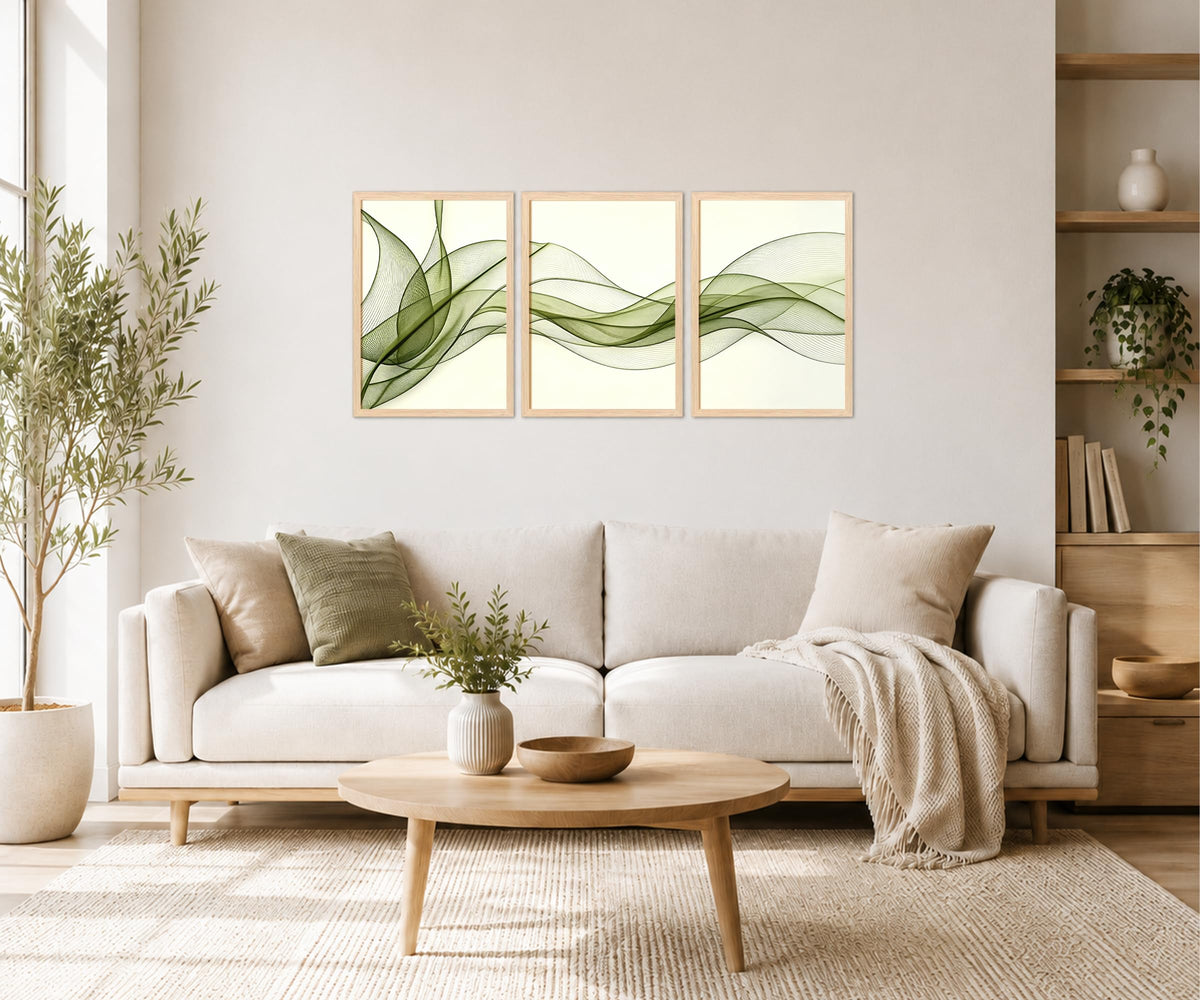 Green Leaf Wall Art Set of 3 (MoneyTree / 16"L x 24"W)