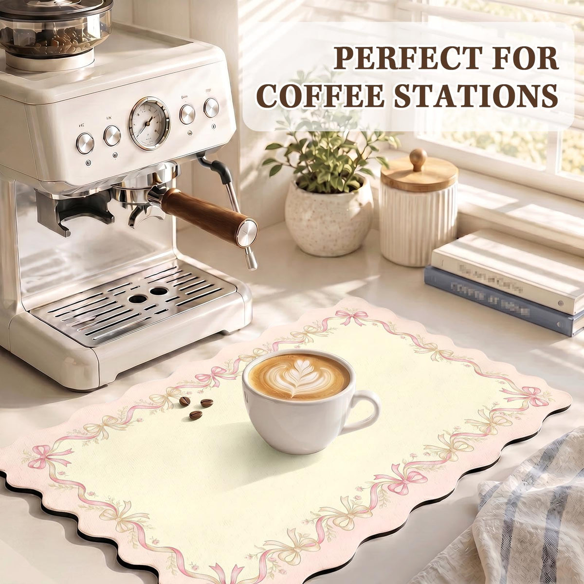 Scalloped Dish Drying Mat 2 (Coquette Bows / 12x19 inch)