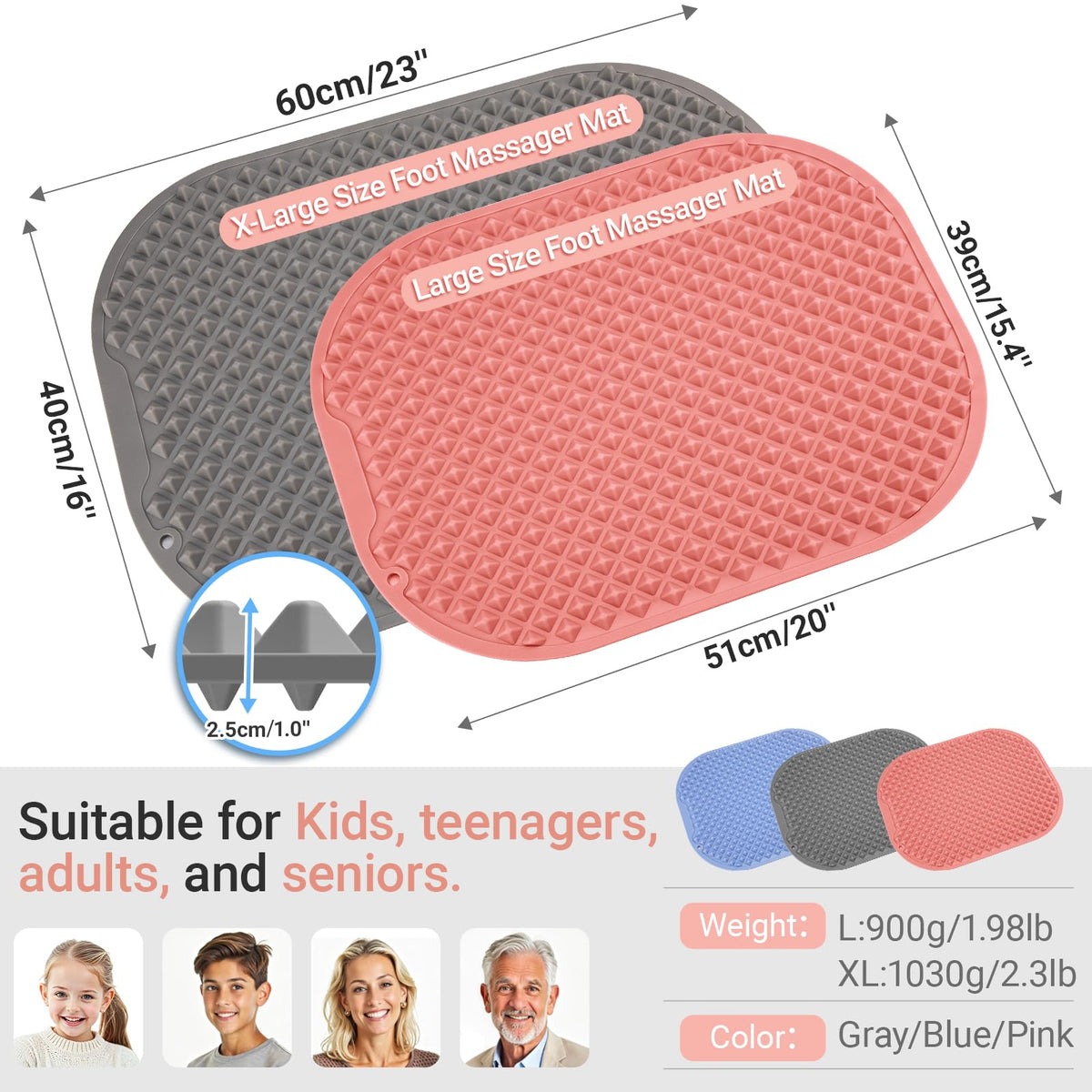 Silicone Foot Massage Mat (Pink / X-Large)