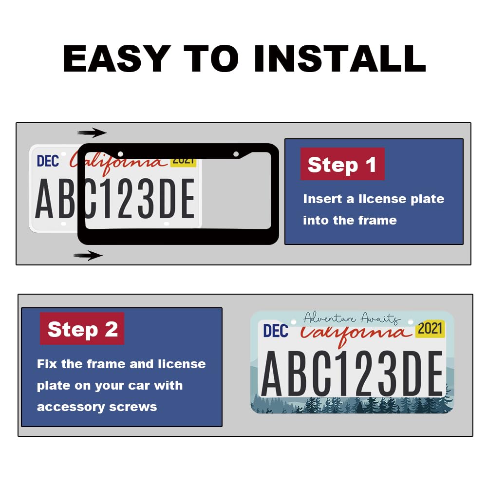 Blue Mountain License Plate Frame Women Men 2Pc Adventure Car Tag (for Mountain Blue 1)