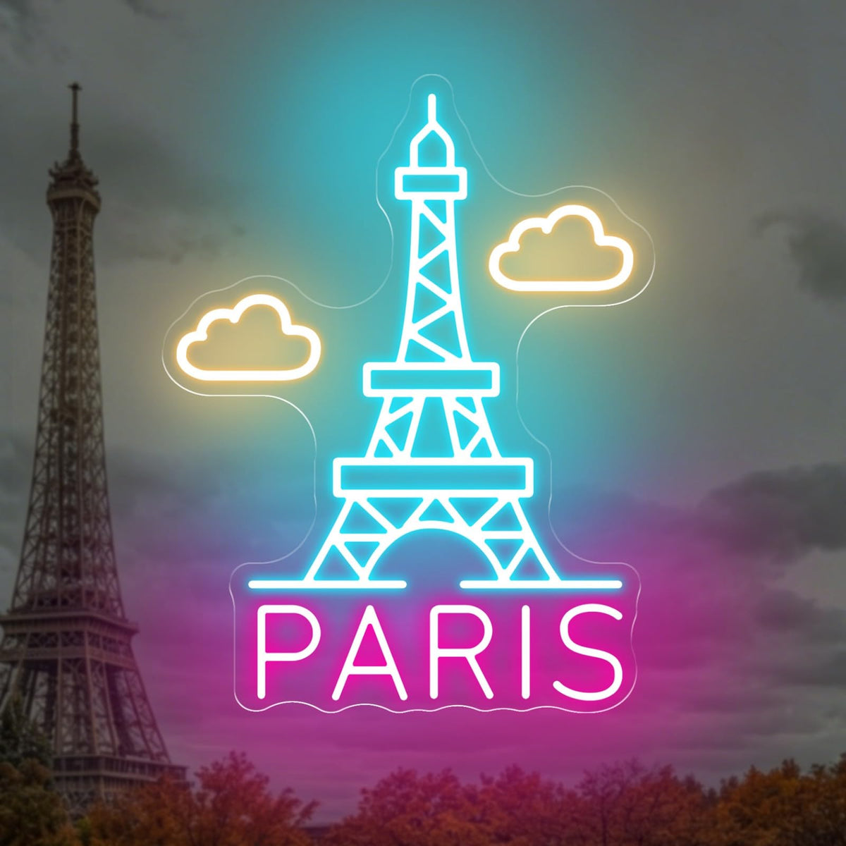Paris Eiffel Tower Neon Sign for Bedroom Apartment and Cafe Wall Decor (Eiffel Tower)