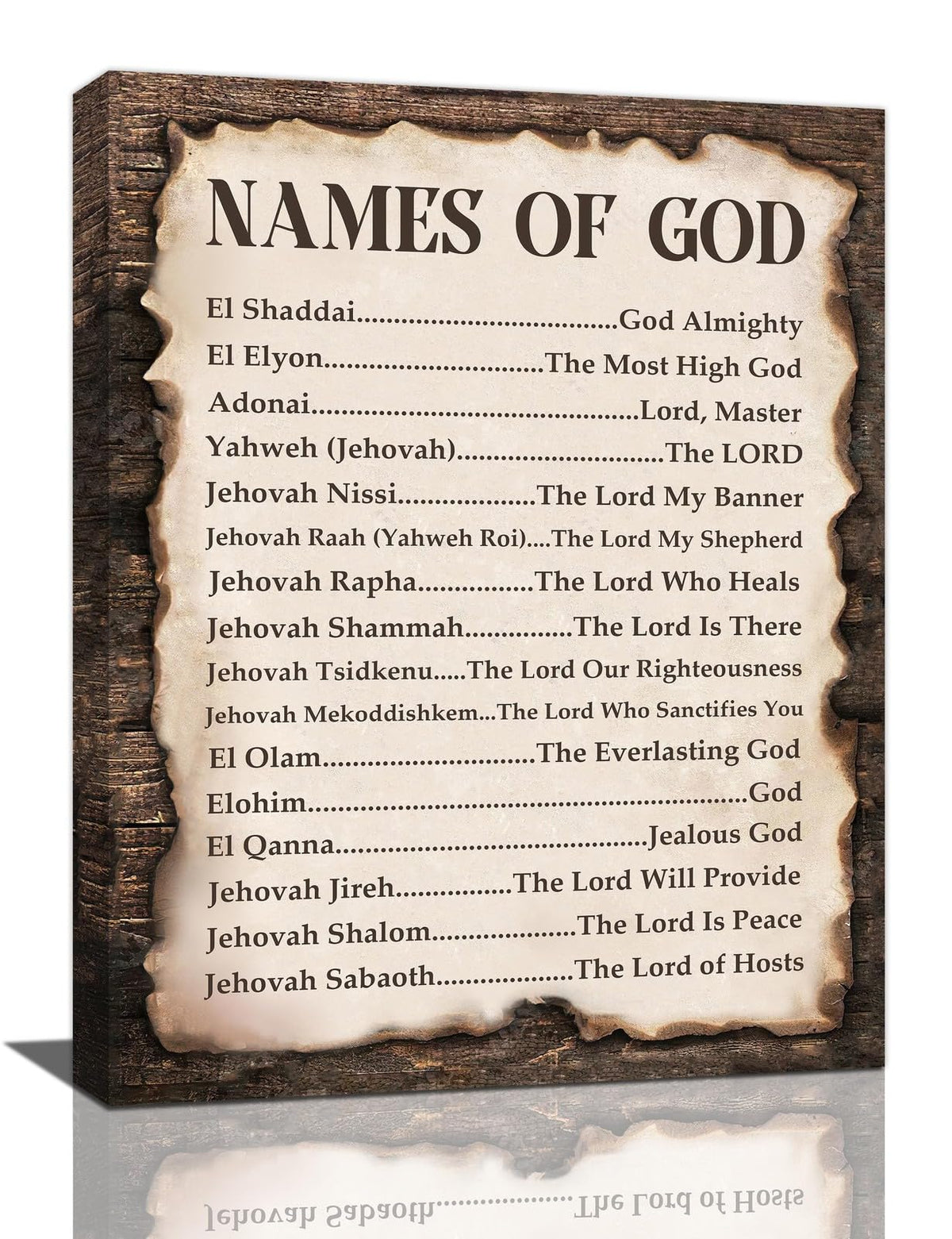 Names of God Wall Art Christian Religious Scripture Wall Decor Bible Verse Canvas Painting Picture for Church Bedroom Living Room 16"x20" (Names Of God / 20"L x 16"W)