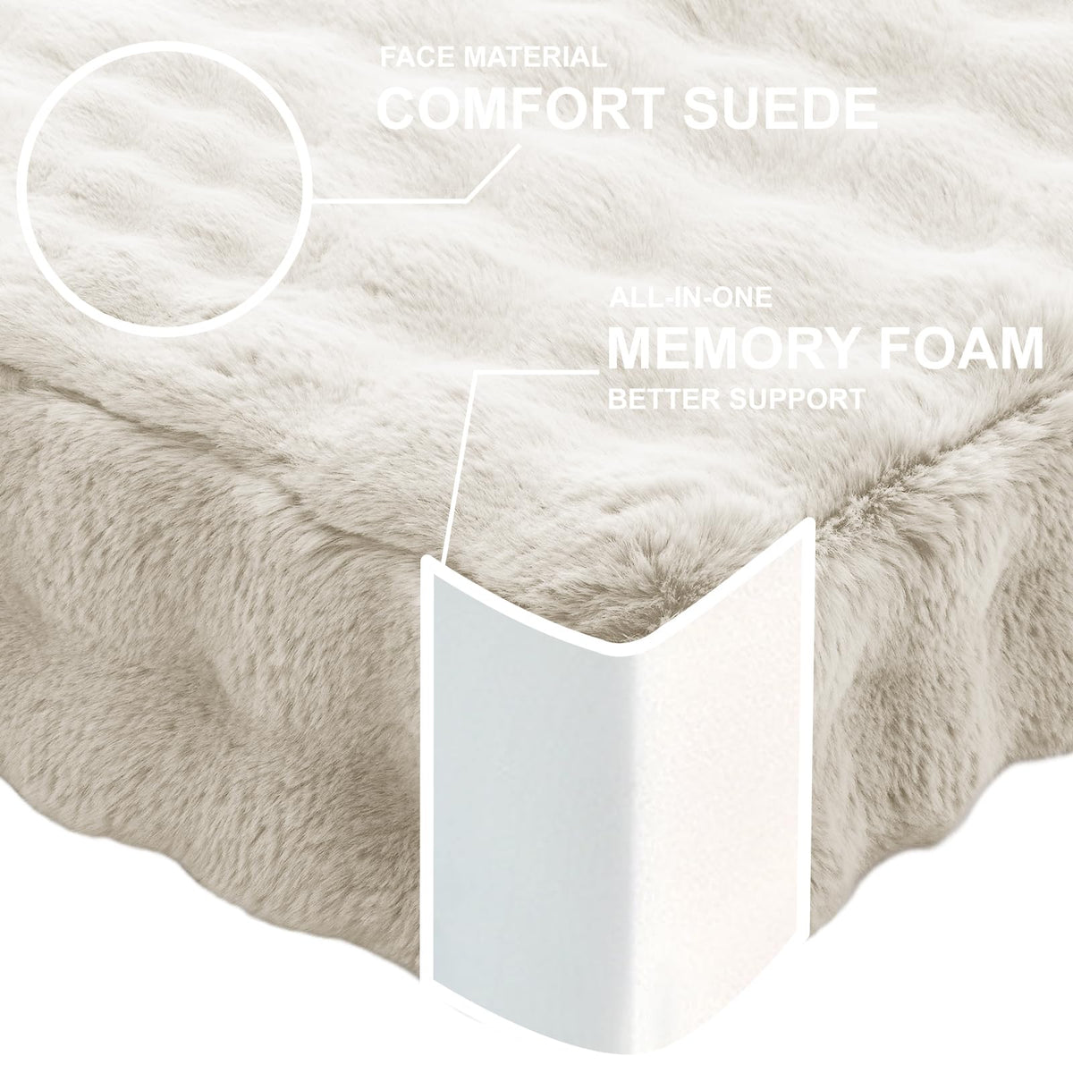 2 Pcs High Density Foam Floor Pillow (Almon White / 2 Counts)